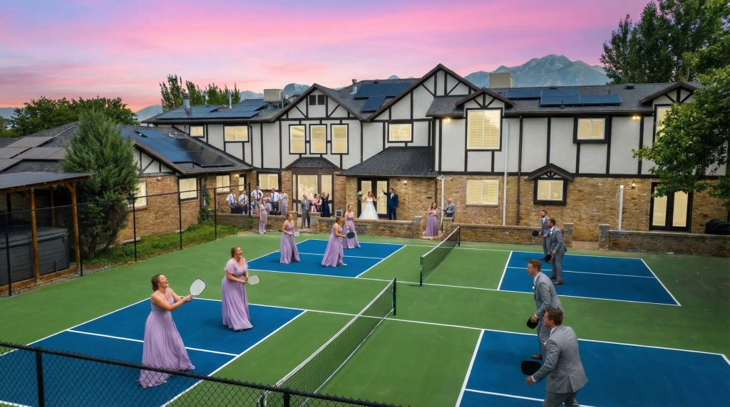 pickleball wedding utah bridesmaids vs groomsman